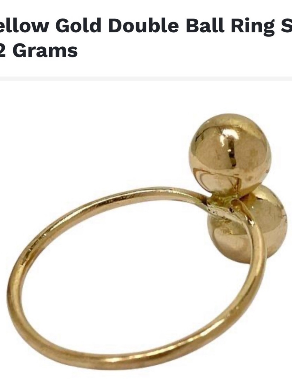 Yellow Gold Double Ball Ring - Elegant Women's Fashion Ring